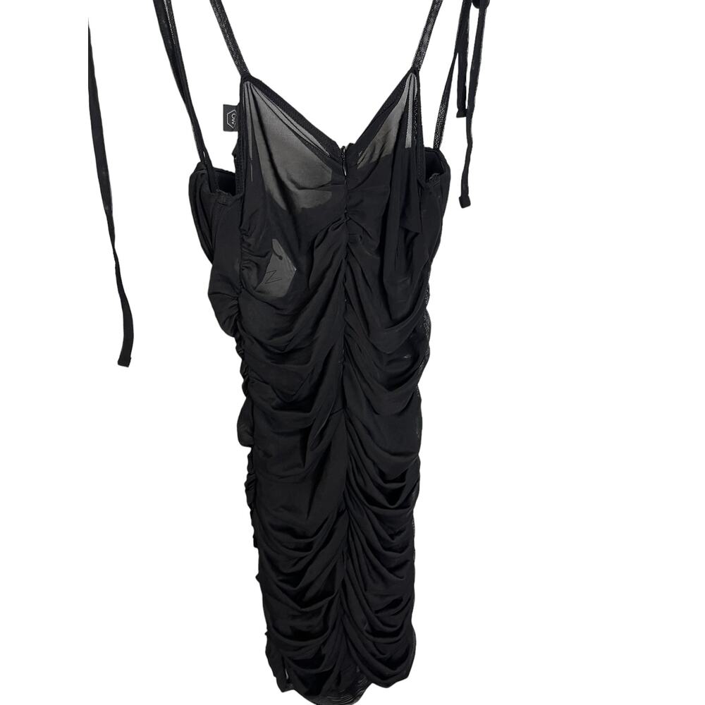 OW Collection Casandra Bustier Mini Dress Ruched Mesh Party Cocktail Hoco LBD S - Picture 10 of 13